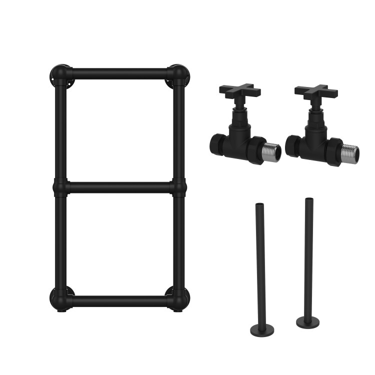 Black Vertical Traditional Towel Radiator 700 x 400mm - Regent