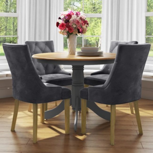 Small table best sale and chairs grey