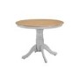 Small Round Dining Table with 4 Velvet Chairs in Grey with Oak Finish - Rhode Island & Kaylee