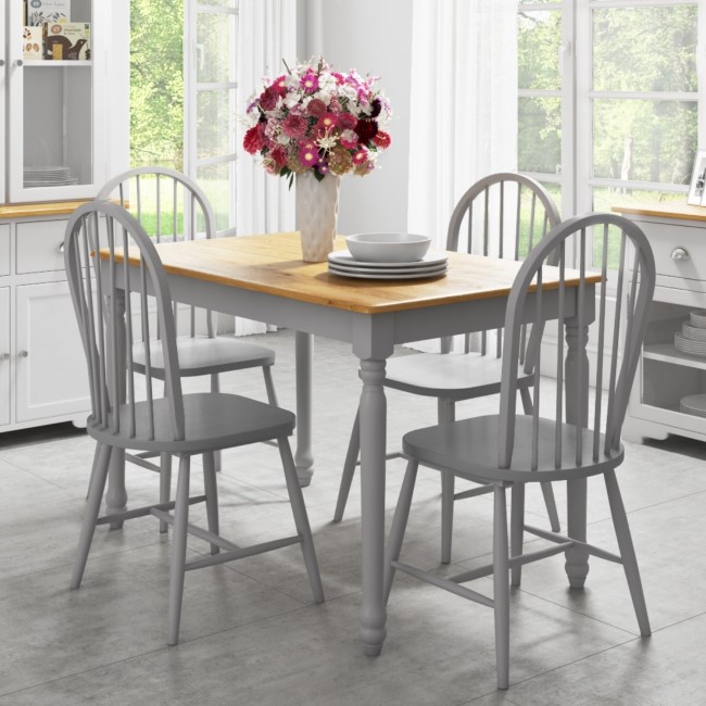 Rhode Island Grey Rectangular Dining Table and 4 Grey Chairs