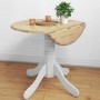 Small Round Drop Leaf Table with 2 Chairs in Wood & White - Rhode Island