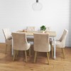 Rhode Island Wooden Extendable Dining Table with 6 Stone Velvet Chairs