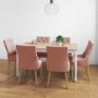 Large Extendable Dining Table in Wood & White with 6 Velvet Chairs in Pink - Rhode Island & Kaylee