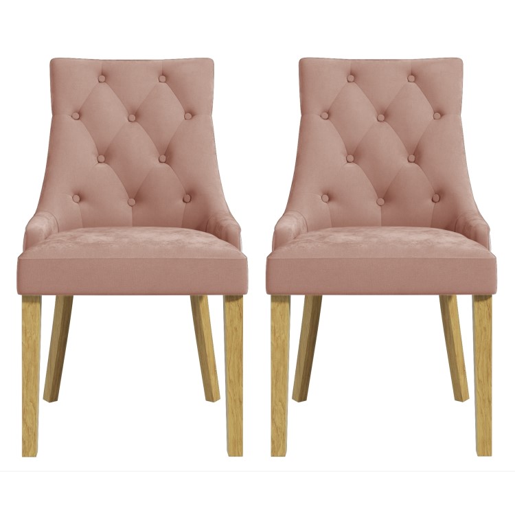 Large Extendable Dining Table in Wood & White with 6 Velvet Chairs in Pink - Rhode Island & Kaylee