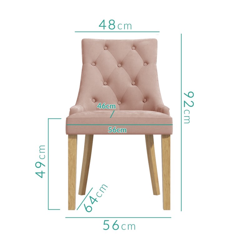 Large Extendable Dining Table in Wood & White with 6 Velvet Chairs in Pink - Rhode Island & Kaylee