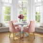 Small Round Dining Table in White with 4 Velvet Chairs in Pink - Rhode Island & Kaylee