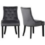 Small Round Dining Table in Black with 4 Velvet Chairs in Grey - Rhode Island & Kaylee