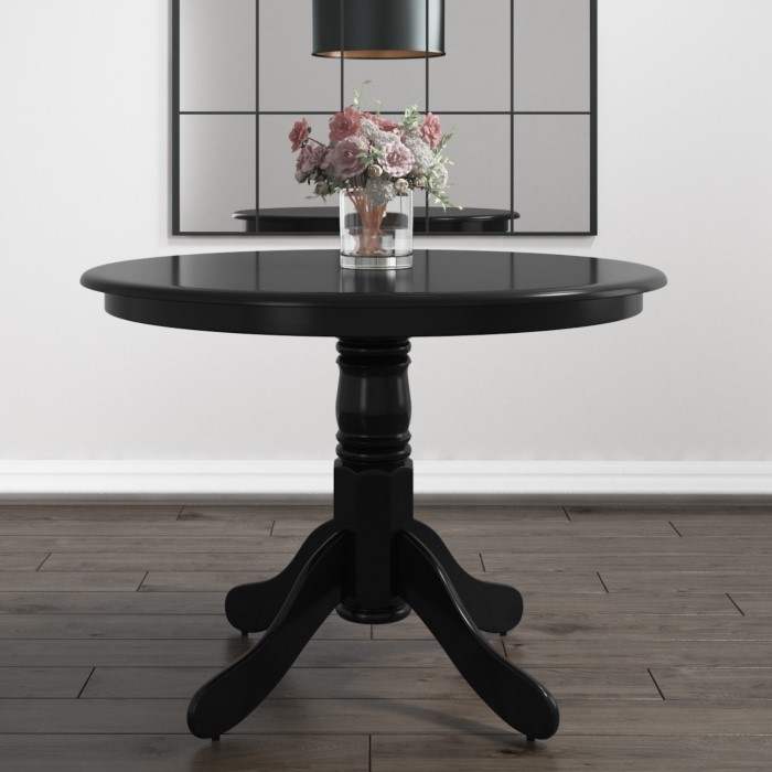 Small Round Dining Table in Black with 4 Velvet Chairs in ...