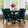 Small Round Dining Table in Black with 4 Teal Blue Velvet Chairs- Rhode Island &amp; Kaylee