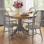 Round Extendable Dining Table Set with 4 Grey Wooden Dining Chairs - Rhode Island