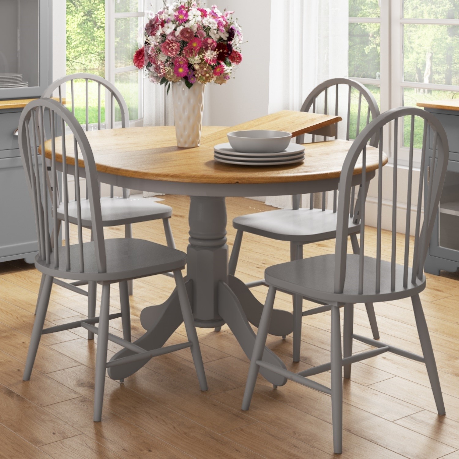 Round Extendable Dining Table Set With, Round Wooden Tables And Chairs
