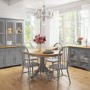 Round Extendable Dining Table Set with 4 Grey Wooden Dining Chairs - Rhode Island