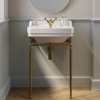 Grade A1 - Traditional 1 Tap Hole Basin with Brass Wash Stand 570mm - Ripley