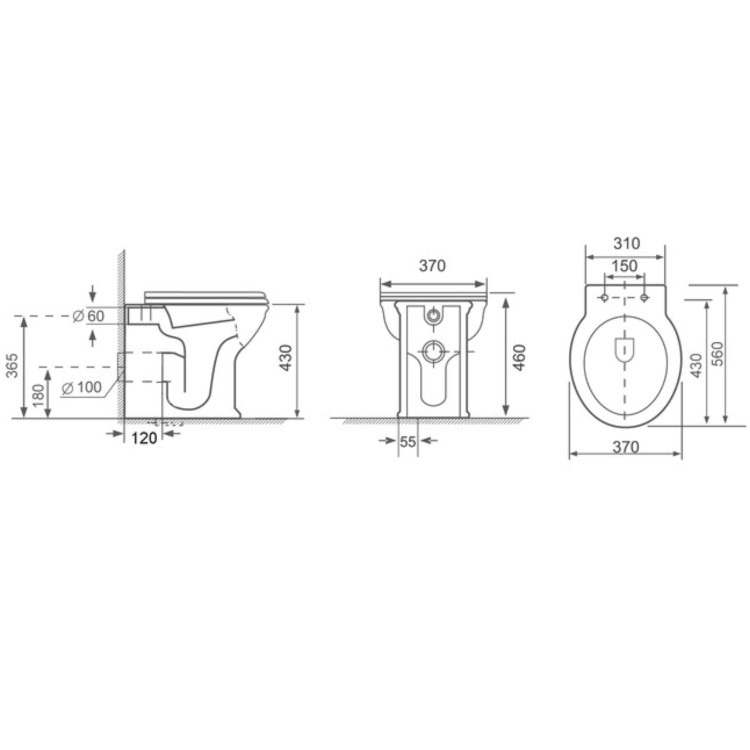 Back to Wall Rimless Toilet and Soft Close Seat - Ripley