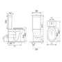 Close Coupled Rimless Toilet with Soft Close Seat and Brushed Brass Fittings - Ripley