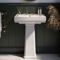 Grade A1 - Traditional Full Pedestal 2 Tap Hole Basin 583mm - Park Royal