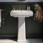 Grade A1 - Traditional Full Pedestal 2 Tap Hole Basin 583mm - Park Royal