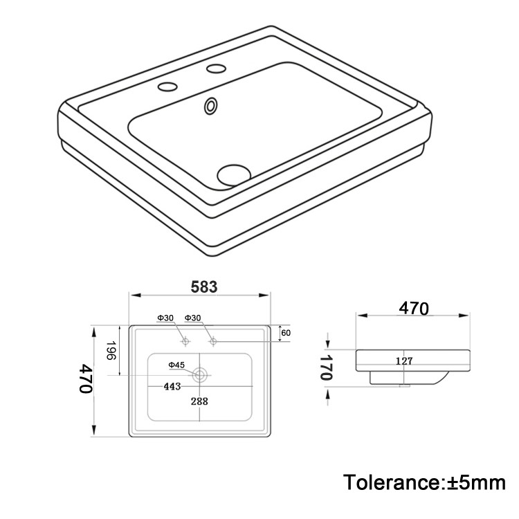 Grade A1 - Traditional Full Pedestal 2 Tap Hole Basin 583mm - Park Royal