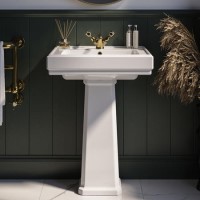 Grade A1 - Traditional Full Pedestal 1 Tap Hole Basin 583mm - Park Royal