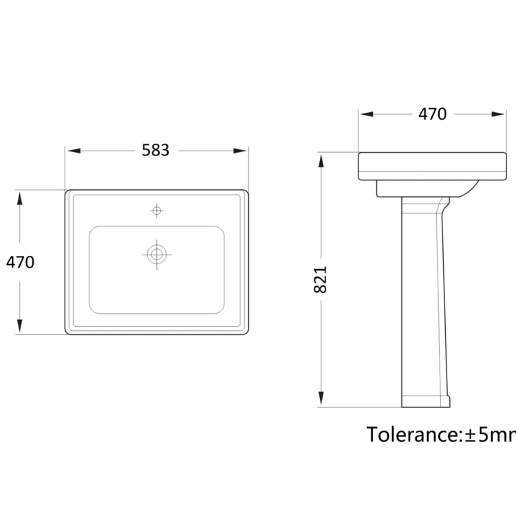 Grade A1 - Traditional Full Pedestal 1 Tap Hole Basin 583mm - Park Royal