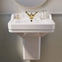 ONLY OPENED - Traditional Semi Pedestal 1 Tap Hole Basin 570mm - Ripley