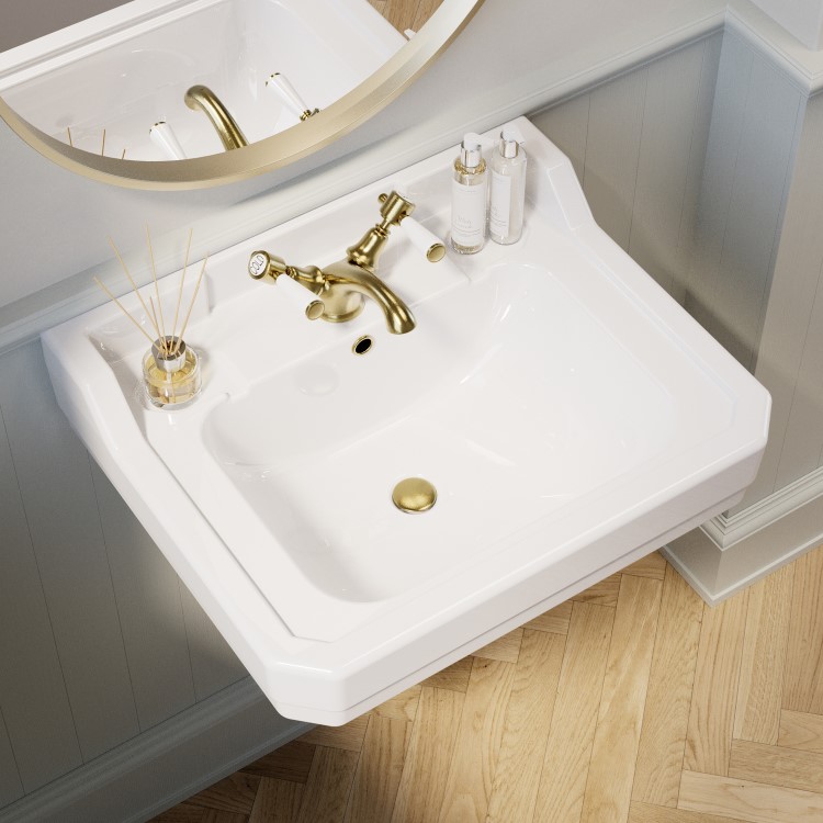 ONLY OPENED - Traditional Semi Pedestal 1 Tap Hole Basin 570mm - Ripley