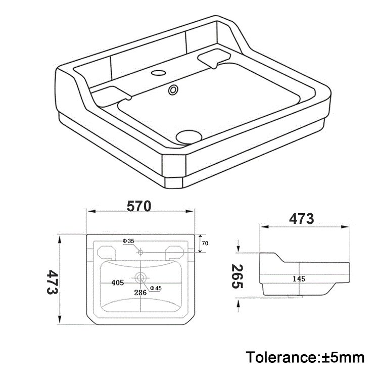 ONLY OPENED - Traditional Semi Pedestal 1 Tap Hole Basin 570mm - Ripley