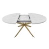Round to Oval White Marble Effect Extendable Dining Table with 6 Boucle Dining Chairs - Reine
