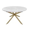 Round to Oval White Marble Effect Extendable Dining Table with 6 Boucle Dining Chairs - Reine