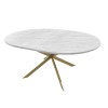 Round to Oval White Marble Effect Extendable Dining Table with 6 Boucle Dining Chairs - Reine