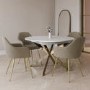 White Marble Effect Extendable Dining Table Set with 4 Mink Velvet Chairs - Seats 4 - Reine