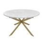 Round to Oval White Marble Effect Extendable Dining Table Set with 4 Cream Boucle Chairs - Seats 4 - Reine