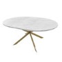 Round to Oval White Marble Effect Extendable Dining Table Set with 4 Cream Boucle Chairs - Seats 4 - Reine