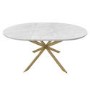 Round to Oval White Marble Effect Extendable Dining Table Set with 4 Cream Boucle Chairs - Seats 4 - Reine