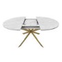 Round to Oval White Marble Effect Extendable Dining Table Set with 4 Cream Boucle Chairs - Seats 4 - Reine