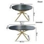 Black Round to Oval Dining Table Set with 6 Mink Dining Chairs - Seats 6 - Reine