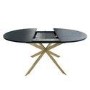 Black Round to Oval Dining Table Set with 6 Mink Dining Chairs - Seats 6 - Reine