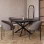 Black Wooden Extendable Dining Table Set with 4 Mink Boucle Chairs - Seats 4 - Reine