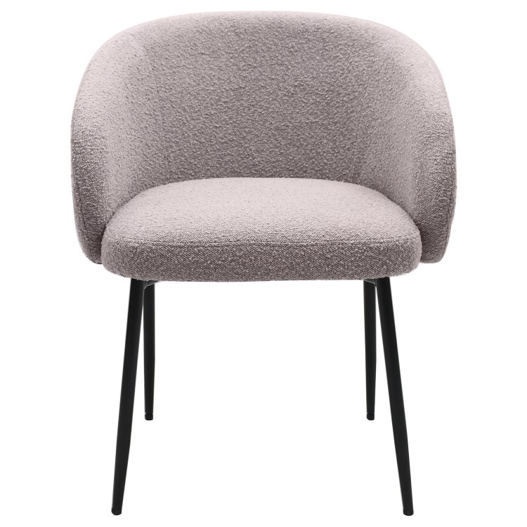 Black Wooden Extendable Dining Table Set with 4 Mink Boucle Chairs - Seats 4 - Reine