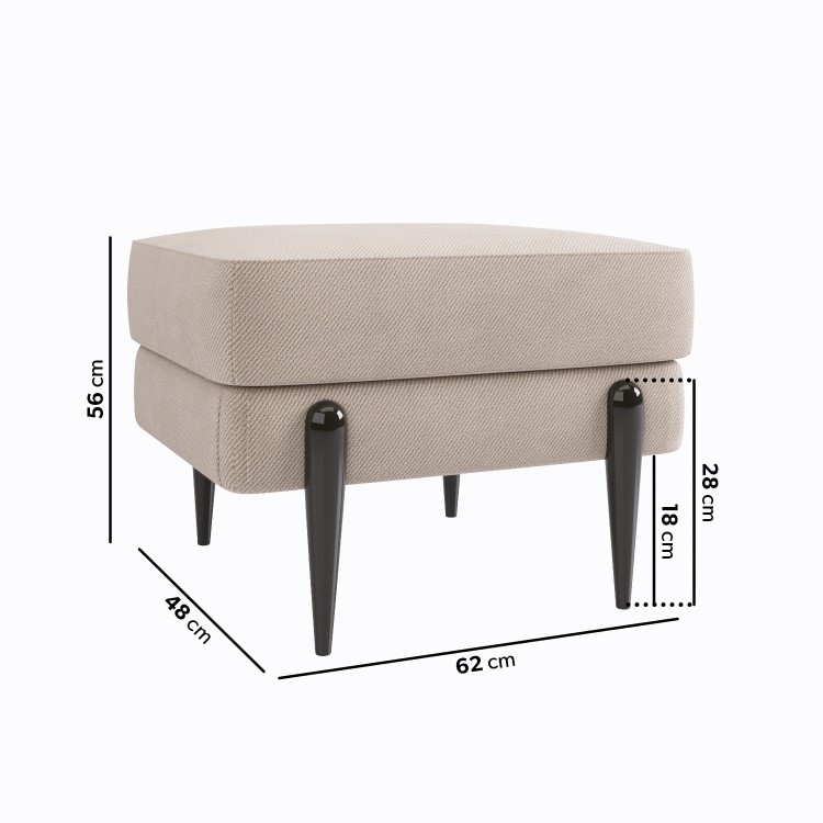 Beige Fabric 3 Seater Sofa and Footstool Set - Rosie