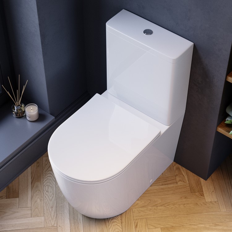 ONLY OPENED - Close Coupled Rimless Toilet with Soft Close Seat - Roma