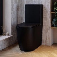 ONLY OPENED - Matt Black Comfort Height Close Coupled Toilet - Roma