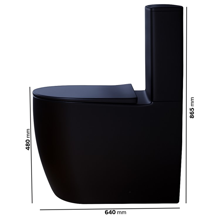ONLY OPENED - Matt Black Comfort Height Close Coupled Toilet - Roma