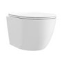 Wall Hung Rimless Toilet with Soft Close Seat, Black Pneumatic Flush Plate, 820mm Frame & Cistern – Roma