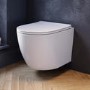 Wall Hung Rimless Toilet with Soft Close Seat, Black Pneumatic Flush Plate, 820mm Frame & Cistern – Roma