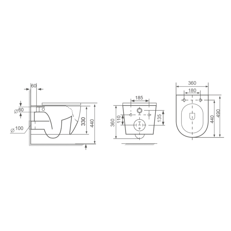 ONLY OPENED - Wall Hung Rimless Toilet with Soft Close Seat - Roma