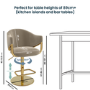 Set of 3 Beige Velvet Adjustable Swivel Bar Stools with Gold Base - Ronnie