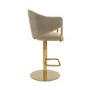 Beige Velvet Adjustable Swivel Bar Stool with Gold Base - Ronnie
