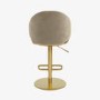 Beige Velvet Adjustable Swivel Bar Stool with Gold Base - Ronnie
