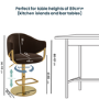 Set of 4 Brown Velvet Adjustable Swivel Bar Stools with Gold Base - Ronnie